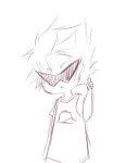 2012 chibi dirk_strider fullres ikimaru monochrome sketch solo starter_outfit thumbs_up