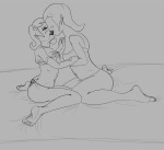  aa_meeting artist_needed blush grayscale kiss mom roxy_lalonde selfcest shipping sketch undergarments 