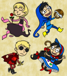  2012 aspect_symbol au beta_kids breath_aspect broken_royal_deringer dave_strider fashion flowers fullres hat jade_harley john_egbert liralicia rose_lalonde time_aspect weapon 