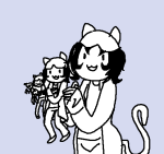  carrying doodleanon monochrome multiple_personas nepeta_leijon size_difference solo 