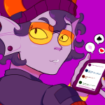  2022 body_modification diamond emoji fullres headshot heart hiveswap jerann_mussel otagoshi phone solo spade starter_outfit word_balloon 