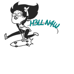  2012 bana dancestors dream_ghost fullres grayscale jaggy_lines latula_pyrope monochrome skateboard solo starter_outfit text 
