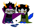 2022 animated blackrom blood catfish davekat-sucks eridan_ampora fullres image_manipulation jaggy_lines nepeta_leijon no_hat spade sprite_mode starter_outfit strife