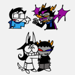 2024 animal_ears blackrom blush breath_aspect dogtail dogtier eridan_ampora fullres godtier goljie heir houndoom jade_harley john_egbert redrom sharknado shipping sollux_captor starter_outfit