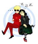  arms_crossed christine dave_strider dogtier godtier head_on_shoulder jade_harley knight shipping sleeping spacetime witch 