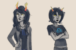  2013 arms_crossed fullres masthya no_glasses scourge_sisters seeing_terezi starter_outfit terezi_pyrope vriska_serket 