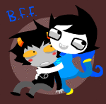  2012 animated blush breath_aspect communism fullres godtier heir jaggy_lines john_egbert karkat_vantas reverse_hug shipping sitting starter_outfit text valerei 