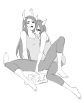  2019 barefoot beverage biting blush book casual deletethestars fullres grayscale highlight_color no_glasses redrom scourge_sisters shipping terezi_pyrope vriska_serket 