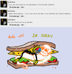 2015 dancestors davesprite food fullres jaggy_lines lying mituna_captor on_stomach sailorbeefcake scribble_mode sprite starter_outfit text wut