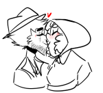  2013 blush facial_hair fullres grayscale heart highlight_color humanized jack_noir kiss monochrome ms_paint paint_it_black profile redrom scars shipping spades_slick toonysart 