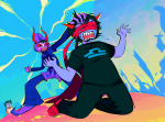  2024 bard blindfold blood codtier crying fullres gamzee_makara godtier hope_aspect jake_english kneeling melerbytes page panel_redraw rage_aspect scars sober_gamzee starter_outfit terezi_pyrope 