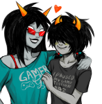  2025 alternate_hair arm_around_shoulder blush casual dancestors dream_ghost fashion fullres heart jojomaster1o1 latula_pyrope mituna_captor no_hat radrom redrom rule63 scars shipping text 