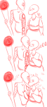  2013 artificial_limb blush comic fullres golden_cuestaff jack_noir jaggy_lines kiss monochrome ms_paint no_hat paint_it_black profile redrom roboslick scars shipping sketch spades_slick text toonysart 