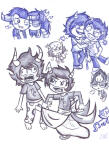  2011 animals art_dump artificial_limb blush cat_hat chibi dubcon eridan_ampora eyepatch fullres_export_attempted gamzee_makara gash_sash grayscale heart highlight_color kanaya_maryam karkat_vantas kiss licking lineart lord-hon nepeta_leijon no_cape profile redrom shipping starter_outfit strife tavriska tavros_nitram terezi_pyrope vodka_mutini vriska_serket walking_cane wonk 