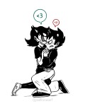  2025 adorabloodthirsty blush dancing fullres grayscale heart highlight_color holding_hands karkat_vantas redrom saffronscarf shipping starter_outfit terezi_pyrope word_balloon 