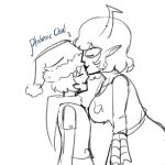  2026 alisbscsaand aranea_serket body_modification dancestors fullres godtier grayscale hat kiss light_aspect monochrome profile rose_lalonde seer sketch starter_outfit sufferer_necklace text 