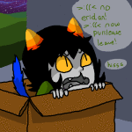 2011 alternia animated babinani clouds emoticon fullres jaggy_lines nepeta_leijon night no_hat sitting solo stars starter_outfit word_balloon