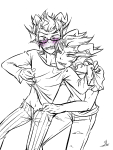2013 ampcest ancest blush cronus_ampora dancestors eridan_ampora fullres grayscale highlight_color jaggy_lines lineart lunaticjin scars shipping smoking starter_outfit
