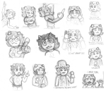  2014 arms_crossed cat_hat commodore_coat cptnameless fullres grayscale headshot monochrome nepeta_leijon no_coat no_hat pencil sketch solo starter_outfit text the_finger 