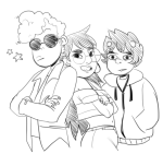 2015 alternate_hair arms_crossed casual crossover dave_strider fashion fullres grayscale jade_harley karkat_vantas sketch steven_universe yerlosing