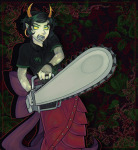  2026 blood body_modification chainsaw crishdotnet flowers fullres gash_sash kanaya_maryam solo starter_outfit weapon 