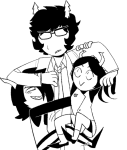  2018 bana blush fullres galekh_xigisi grayscale hiveswap hug monochrome shipping starter_outfit sweat tagora_gorjek tirona_kasund weasel_words 