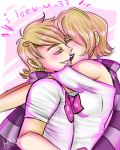  kamika-star kiss multiple_personas my_own_cloen roxy&#039;s_striped_scarf roxy_lalonde rule63 selfcest shipping solo text 