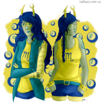  8_ball arms_crossed artificial_limb bashfulwitch dream_ghost limited_palette multiple_personas solo vriska&#039;s_punk_outfit vriska_serket 