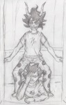 2012 apricots-from-nara dancing fullres gamzee_makara gangnam_style grayscale karkat_vantas lying on_stomach parody pencil psy sketch starter_outfit
