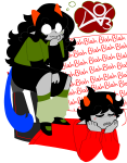 2025 blush dancestors dream_ghost fullres jaggy_lines kankri_vantas kittys-personal-hell lying meulin_leijon meulin_rouge on_stomach redrom shipping sitting starter_outfit text thought_balloon