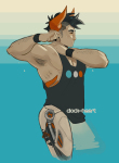  2019 artificial_limb body_hair broken_source casual clock-heart facial_hair fashion freckles fullres grubscars profile robolegs solo sweat tavros_nitram 