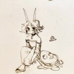 2019 classicteacup ellsee_raines fanfic_art fullres grayscale pencil sitting sketch solo starter_outfit vast_error