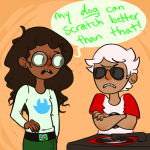  crossover dave_strider jade_harley otparty parody psychonauts red_baseball_tee turntables word_balloon 