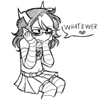  2025 alternate_hair clavelydrops crossdressing crying eridan_ampora fullres grayscale heart lineart march_eridan monochrome sitting solo text word_balloon 