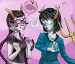  2012 animals aranea_serket dancestors diamond dream_ghost fish fullres gillfronds gills gold_pointy_jam heart jesscookie meenah_peixes palerom shipping starter_outfit sufferer_necklace word_balloon 