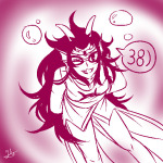  2014 feferi_peixes fullres jaggy_lines lineart lunaticjin monochrome solo starter_outfit underwater wonk word_balloon 