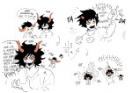 2025 comic crying deuce_clubs fullres gamzee_makara grayscale highlight_color honk karkat_vantas lineart monochrome palerom shipping sketch sweat tavros_nitram text tiniming66 tropicshipping word_balloon
