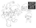  2025 ? arms_crossed caliborn calliope cherubim fullres grayscale grlgogames image_manipulation jaggy_lines lineart monochrome request sketch starter_outfit strife sweat text word_balloon 