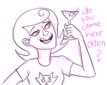  alcohol cocktail_glass headshot hyperactive-kitteh lineart roxy_lalonde sketch solo starter_outfit 