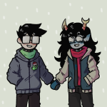 2020 blush casual con_heir dream_ghost fullres holding_hands ih0peso john's_winter_jacket john_egbert shipping vriska_serket winter