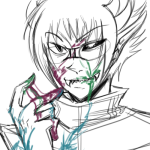  2011 blood bloodswap fullres grayscale headshot highlight_color monochrome pride sketch sollux_captor solo zodiac_symbol 