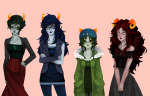 2012 aradia_megido arms_crossed broken_source cat_hat dead_aradia kanaya_maryam nepeta_leijon nori-mori starter_outfit vriska_serket