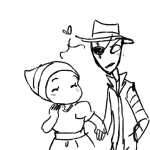 2012 artificial_limb blush broken_source eyepatch fullres grayscale heart holding_hands jack_noir jbearoo lineart ms_paint paint_it_black redrom scars shipping spades_slick starter_outfit