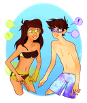  ! jade_harley john_egbert siblings:johnjade summer swimsuit thesunmaid word_balloon 