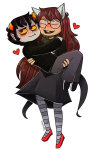  2016 blush carrying dogtier freckles fullres godtier heart hug jade_harley karkat_vantas kats_and_dogs loopusomg lying profile redrom shipping space_aspect starter_outfit transparent witch 