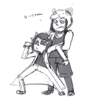  arms_crossed cat_hat clothingswap cycli equius_zahhak glasses_added grayscale meowrails nepeta_leijon no_glasses no_hat request 