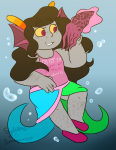  blush cuttlefish feferi_peixes monsterbbit no_glasses request solo underwater 