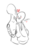  2013 artificial_limb blush fullres grayscale heart jack_noir kiss lineart monochrome ms_paint no_hat paint_it_black profile redrom roboslick scars shipping sketch spades_slick starter_outfit text toonysart 