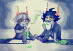 2017 drug_use fantroll fullres gamzee_makara sitting skolopendros sopor_pie sopor_slime starter_outfit