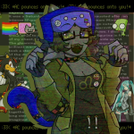  2024 awesome_face cat_hat crossover fashion fullres glasses_added hatsune_miku image_manipulation invader_zim meme nepeta_leijon nyan_cat skyzahhak solo sonic_the_hedgehog starter_outfit text vocaloid zodiac_symbol 